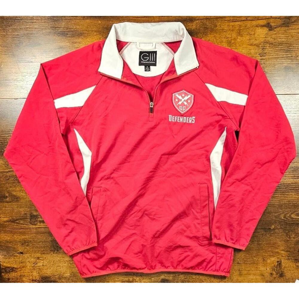 GIII Sports by Carl Banks Jacket Red Windbreaker 1/4 Zip Defenders Size‎ Medium